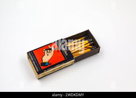 Box of Eddy matches on white background. Stock Photo