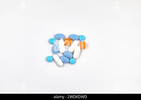 Medical Pills on white background. Stock Photo