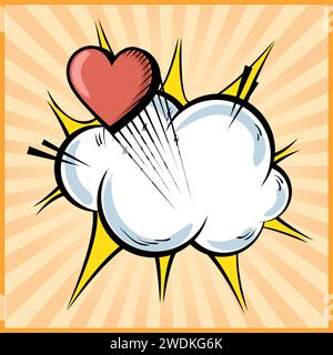 heart boom pop art style Valentines day heart Stock Vector