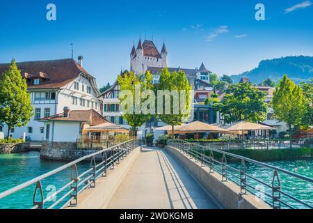 Thun castle in the town of Thun, Switzerland, amazing historic cityscape Stock Photo