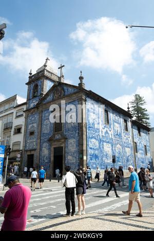 Porto, Portugal - September 12, 2023. Chapel of Souls, Santa Catarina at street of Santa Catarina in city Center Stock Photo