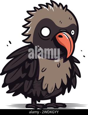 Cute cartoon crow isolated on white background. Vector illustration for your design Stock Vector