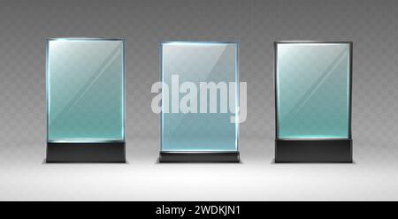 realistic vector icon display glass stand or acrylic table tent. Empty menu frame. Stock Vector