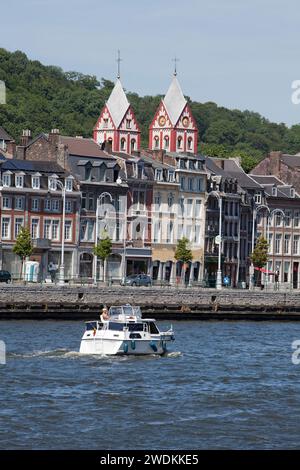 Houses at La Batte street on the Meuse river, Saint Bartelemy Church, district of Hors-Château, Liège, Wallonia, Belgium, Europe Stock Photo
