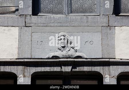 House facade in the historic district of Hors-Château, Liège, Wallonia, Belgium, Europe Stock Photo