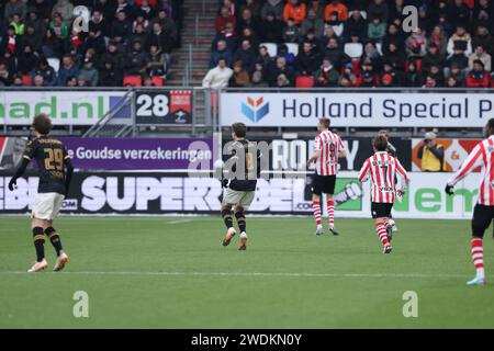 Rotterdam, Netherlands. 21st Jan, 2024. ROTTERDAM, NETHERLANDS - JANUARY 21: during the Dutch Eredivisie match between Sparta Rotterdam and Go Ahead Eagles at Sparta-stadion Het Kasteel on January 21, 2024 in Rotterdam, Netherlands. (Photo by Henny Meyerink/BSR Agency) Credit: Orange Pics BV/Alamy Live News Stock Photo