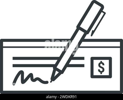 Signing a paper bank check, isolated icon Stock Vector Image & Art - Alamy