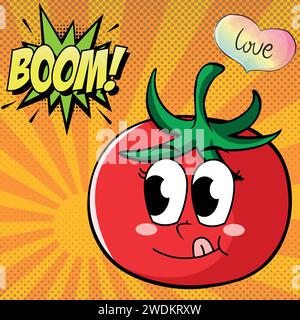 tomato pop art background design vector image Stock Vector