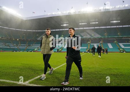 Buckie Thistle players walk the pitch ahead of the Scottish Cup fourth round match at Celtic Park, Glasgow, Scotland. Picture date: Sunday January 21, 2024. Stock Photo