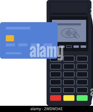 Credit card on POS terminal, contactless payment Stock Vector