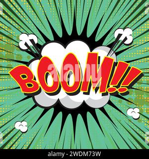 cute boom text pop art style vector image Stock Vector