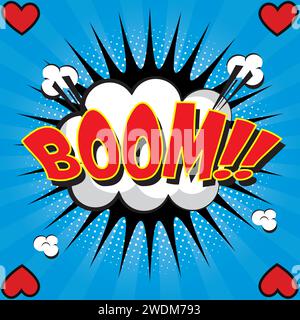 cute boom text pop art style vector image Stock Vector