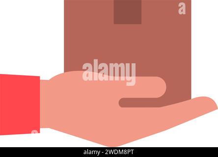 Hand holding cardboard box icon, delivery and shipment concept Stock Vector