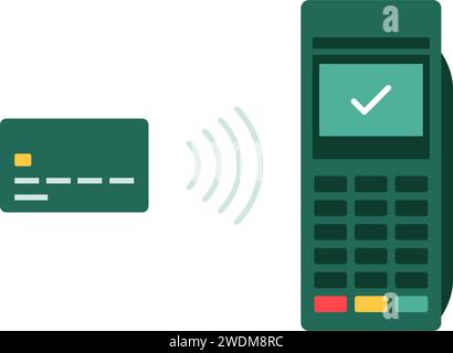 NFC card payment on POS terminal machine isolated icon Stock Vector