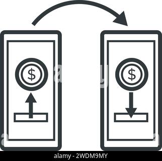 P2P payment method cash transfer, isolated icon Stock Vector