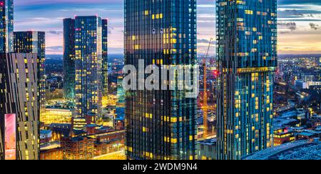 Manchester Twilight Cityscapes Stock Photo