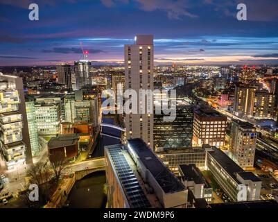 Manchester Twilight Cityscapes Stock Photo