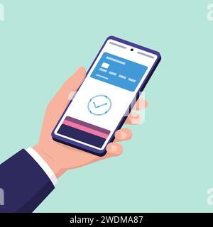 User paying using his digital wallet on smartphone Stock Vector