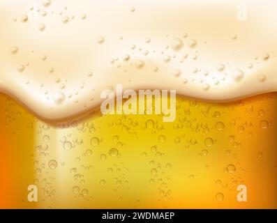 realistic vector illustration background. Beer and bubble foam. Oktoberfest concept. Stock Vector