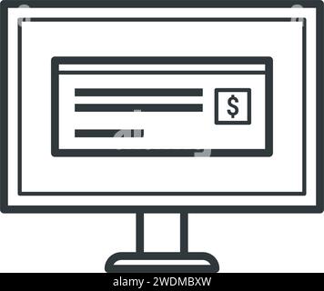 E-check electronic payments and banking, isolated icon Stock Vector