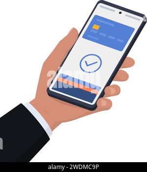 User paying using his digital wallet on smartphone Stock Vector
