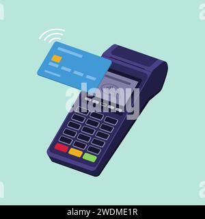 Contactless POS terminal payment with credit card, transactions and payments concept Stock Vector