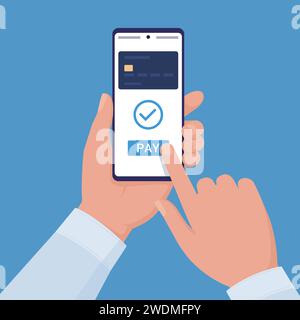 User paying using his digital wallet on smartphone Stock Vector