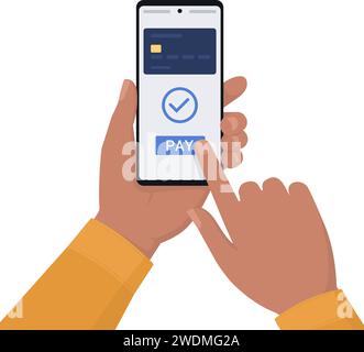 User paying using his digital wallet on smartphone Stock Vector