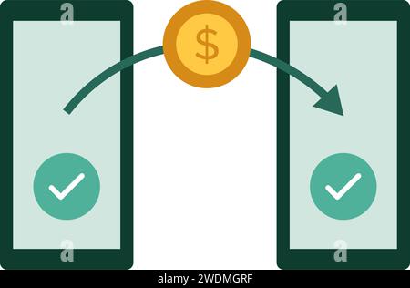 P2P payment method cash transfer, isolated icon Stock Vector