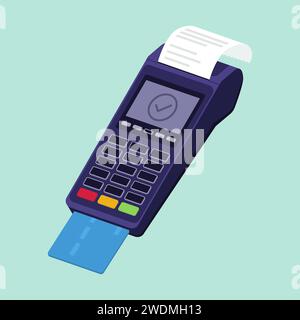 POS terminal processing a credit card payment and printed receipt Stock Vector