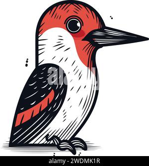 Hand drawn vector illustration of a red bellied woodpecker Stock Vector