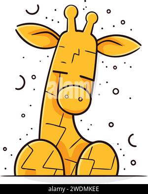 Cute cartoon giraffe on white background. Vector flat illustration. Stock Vector