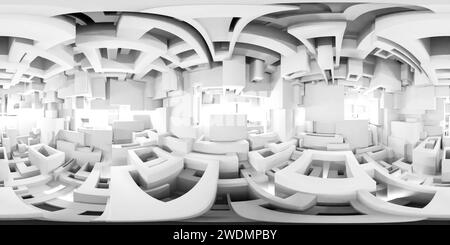 abstract Spacious Room Filled With geometric shapes 360 panorama vr environment map Stock Photo