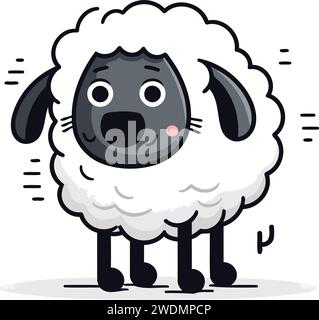 Cute sheep with funny face. Vector illustration in cartoon style. Stock Vector