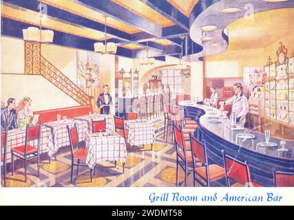 Grill Room and American Bar at the Monseigneur Grill Room, Jermyn Street, London S.W.1.   UK   1936 Stock Photo