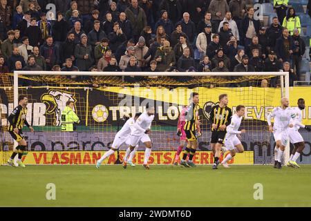 Arnhem, The Netherlands. 21st Jan, 2024. ARNHEM, THE NETHERLANDS - JANUARY 21: advertisement Vlasman during the Dutch Eredivisie match between Vitesse and Feyenoord at Gelredome on January 21, 2024 in Arnhem, The Netherlands. (Photo by Peter Lous/Orange Pictures) Credit: Orange Pics BV/Alamy Live News Stock Photo