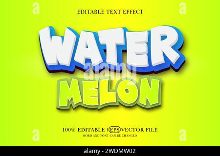 3D text effect of a cartoon watermelon Stock Vector