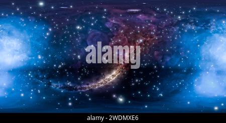 Blue and Purple Space Filled With Stars, A Stunning Celestial Display 360 panorama vr environment map Stock Photo