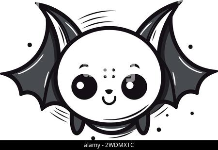 cute bat flying kawaii character icon vector illustration designicon Stock Vector