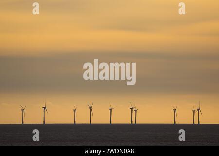 Off shore wind farm in the North Sea, Norfolk, UK Stock Photo