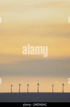 Off shore wind farm in the North Sea, Norfolk, UK Stock Photo