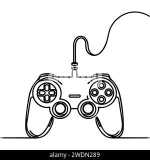 The game joystick is drawn in one continuous line Stock Vector
