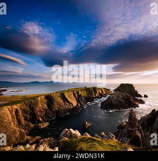 Sunset at Milan Head, Inishowen Peninsula, County Donegal, Ireland Stock Photo