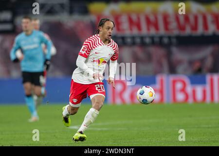 Leipzig, Germany. 20th Jan, 2024. Xavi Quentin Shay Simons of RB Leipzig seen in action during Bundesliga 2023/24 football match between RB Leipzig and Bayer Leverkusen at Red Bul Arena Leipzig. Final score; RB Leipzig 2:3 Bayer Leverkusen. (Photo by Grzegorz Wajda/SOPA Images/Sipa USA) Credit: Sipa USA/Alamy Live News Stock Photo