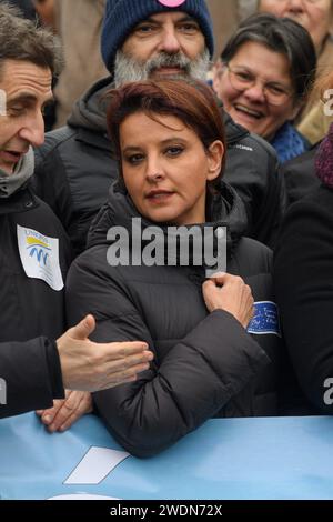 Paris, France. 21st Jan, 2024. © Julien Mattia/Le Pictorium/MAXPPP - Paris 21/01/2024 Najat Vallaud-Belkacem lors de la manifestation contre la Loi Asile et Immigration, au Trocadero, a Paris, le 21 Janvier 2024 Credit: MAXPPP/Alamy Live News Stock Photo