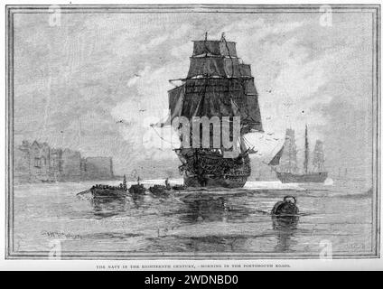 Her Majesty's Navy in the 18th Century - morning in the Portsmouth roads Stock Photo