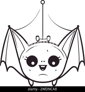 cute bat flying kawaii character icon vector illustration designicon Stock Vector