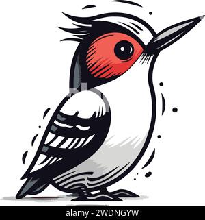 Hand drawn vector illustration of a red bellied woodpecker Stock Vector