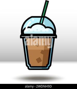 icon illustration. Colorful frappe coffee. Isolated on white background. Stock Vector
