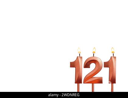 Birthday candle number 121 on white background Stock Photo